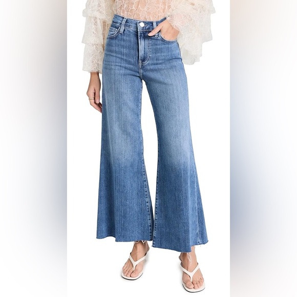 Frame Le Palazzo Crop Daphne Blue High Waist Wide Leg Jeans Size 31 - Picture 1 of 12